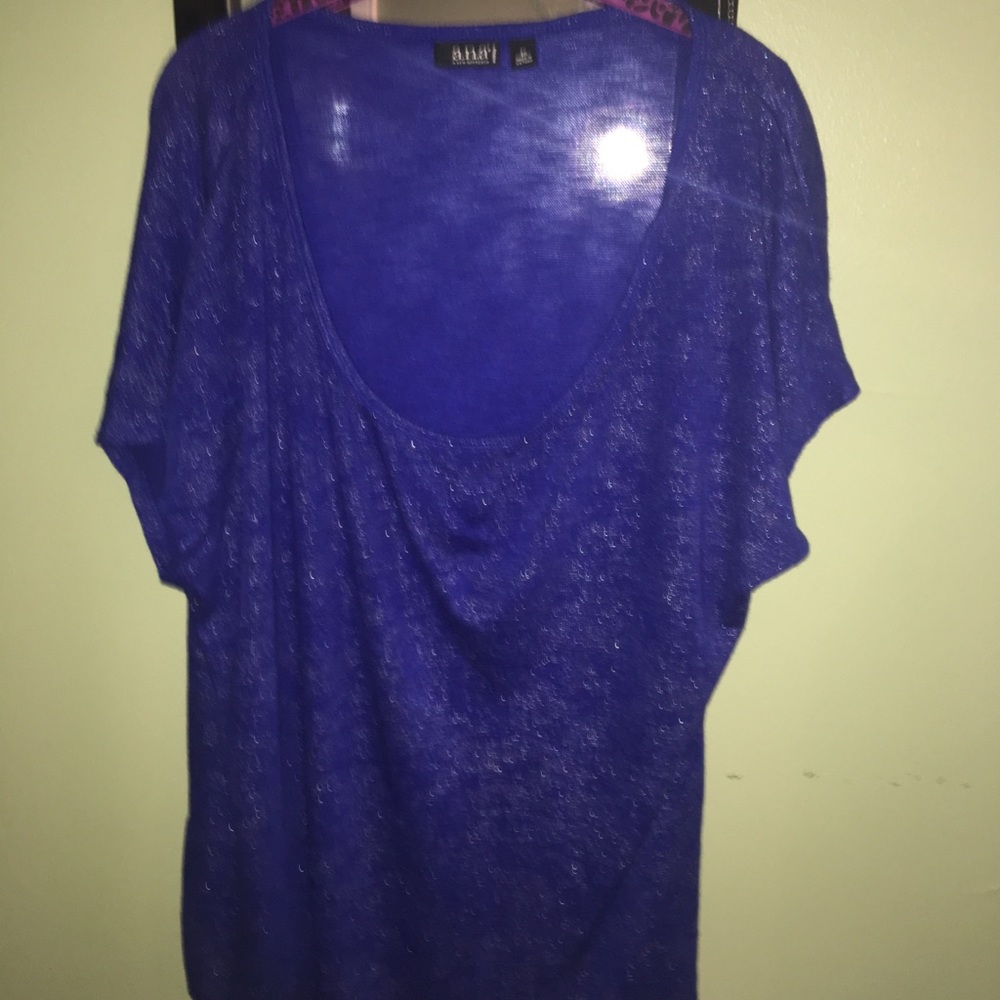 A.n.a blue shimmer top